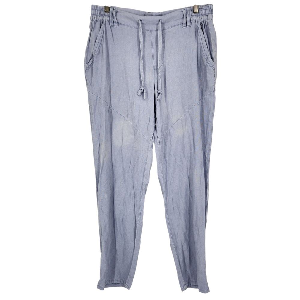 Rewash Linen Blend Pants with Roll Tab Cuff Blue Size Medium
